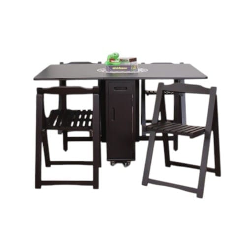 ชุดโต๊ะทานข้าวไม้ยางพาราแท้ 4 ที่นั่งพับเก็บได้ MAAI DESIGN  รุ่น BUTTERFLY TABLE SET ช็อกโกแลต